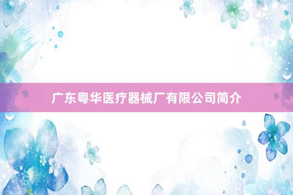 广东粤华医疗器械厂有限公司简介